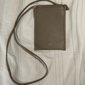 Vasic Greige Crossbody Passport or Phone Holder Travel Bag EUC